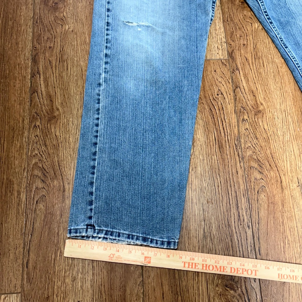 VTG Lee Dungarees Loose Straight Leg Fit Blue Jeans 90s Mens 36x33 Baggy Denim - Picture 8 of 10